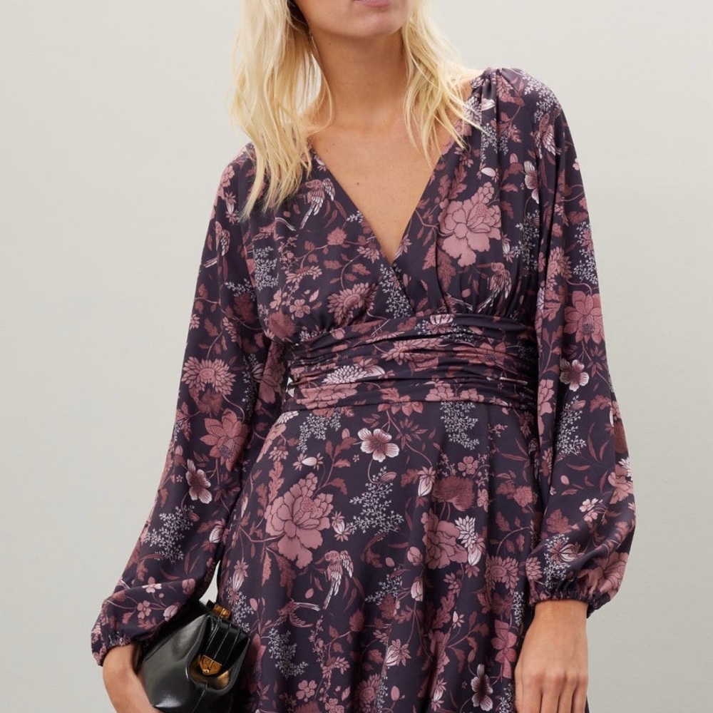 Slate & Willow Plum Floral Long Sleeve Dress